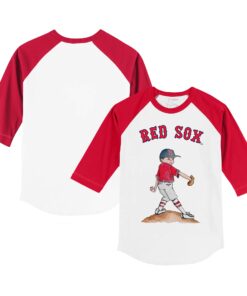 Infant Boston Red Sox Tiny Turnip White/Red Clemente Raglan 3/4 Sleeve T-Shirt