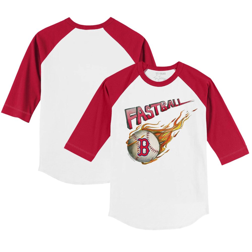 Infant Boston Red Sox Tiny Turnip White/Red Fastball Raglan 3/4 Sleeve T-Shirt