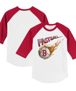 Infant Boston Red Sox Tiny Turnip White/Red Fastball Raglan 3/4 Sleeve T-Shirt