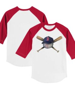 Infant Boston Red Sox Tiny Turnip White/Red Hat Crossbats Raglan 3/4 Sleeve T-Shirt