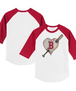 Infant Boston Red Sox Tiny Turnip White/Red Heart Bat Raglan 3/4-Sleeve T-Shirt