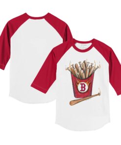 Infant Boston Red Sox Tiny Turnip White/Red Hot Bats Raglan 3/4 Sleeve T-Shirt