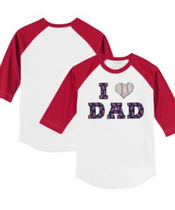 Infant Boston Red Sox Tiny Turnip White/Red I Love Dad Raglan 3/4 Sleeve T-Shirt