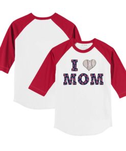 Infant Boston Red Sox Tiny Turnip White/Red I Love Mom Raglan 3/4 Sleeve T-Shirt
