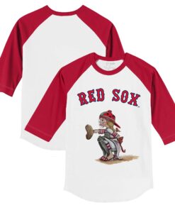 Infant Boston Red Sox Tiny Turnip White/Red Kate Raglan 3/4-Sleeve T-Shirt