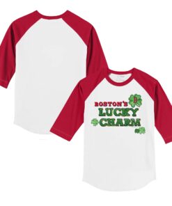 Infant Boston Red Sox Tiny Turnip White/Red Lucky Charm Raglan 3/4 Sleeve T-Shirt