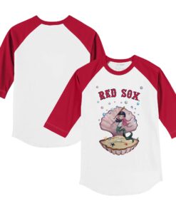 Infant Boston Red Sox Tiny Turnip White/Red Mermaid 3/4-Sleeve Raglan T-Shirt