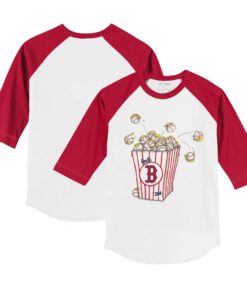 Infant Boston Red Sox Tiny Turnip White/Red Popcorn Raglan 3/4 Sleeve T-Shirt