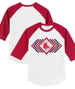 Infant Boston Red Sox Tiny Turnip White/Red Prism Arrows Raglan 3/4 Sleeve T-Shirt