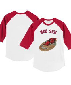 Infant Boston Red Sox Tiny Turnip White/Red Race Car 3/4-Sleeve Raglan T-Shirt