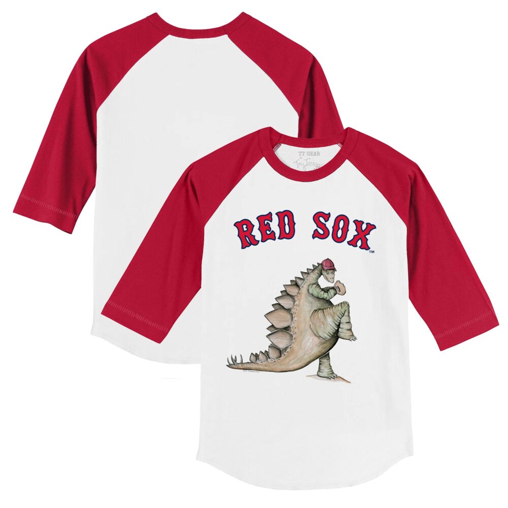 Infant Boston Red Sox Tiny Turnip White/Red Stega Raglan 3/4-Sleeve T-Shirt