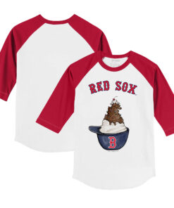 Infant Boston Red Sox Tiny Turnip White/Red Sundae Helmet Raglan 3/4-Sleeve T-Shirt