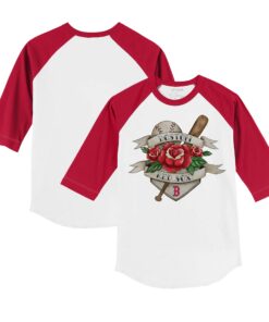 Infant Boston Red Sox Tiny Turnip White/Red Tattoo Rose 3/4-Sleeve Raglan T-Shirt
