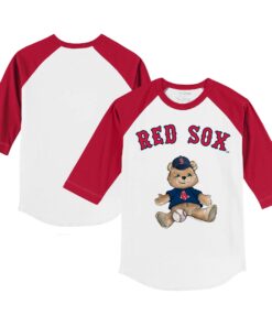 Infant Boston Red Sox Tiny Turnip White/Red Teddy Boy Raglan 3/4 Sleeve T-Shirt