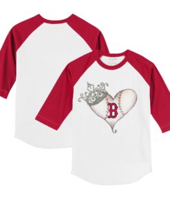 Infant Boston Red Sox Tiny Turnip White/Red Tiara Heart Raglan 3/4 Sleeve T-Shirt