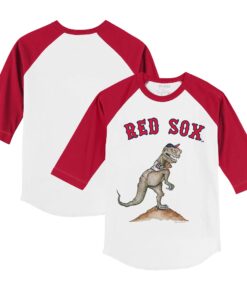 Infant Boston Red Sox Tiny Turnip White/Red TT Rex Raglan 3/4 Sleeve T-Shirt