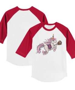 Infant Boston Red Sox Tiny Turnip White/Red Unicorn Raglan 3/4 Sleeve T-Shirt