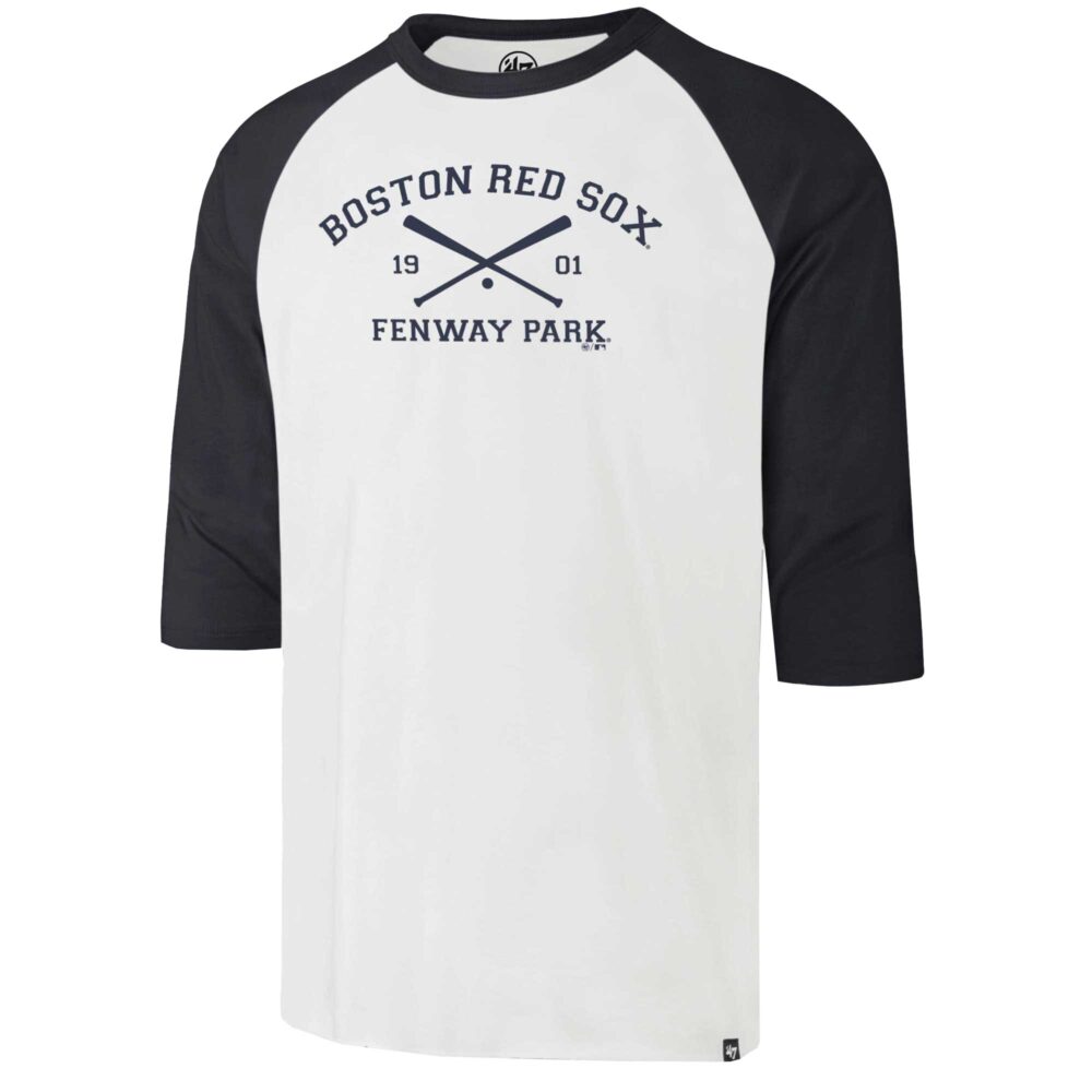 Men's Boston Red Sox '47 Navy Cross Bats Three-Quarter Sleeve T-Shirt
