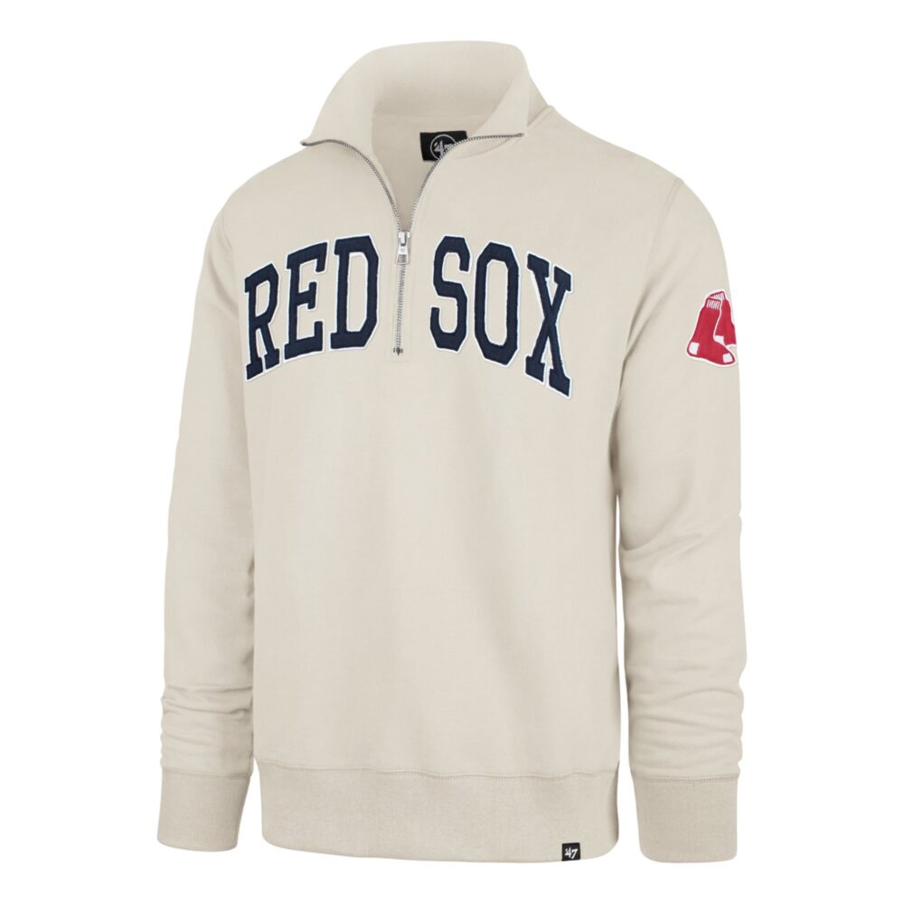 Men's Boston Red Sox '47 Oatmeal Blitz Quarter-Zip Pullover Sweatshirt
