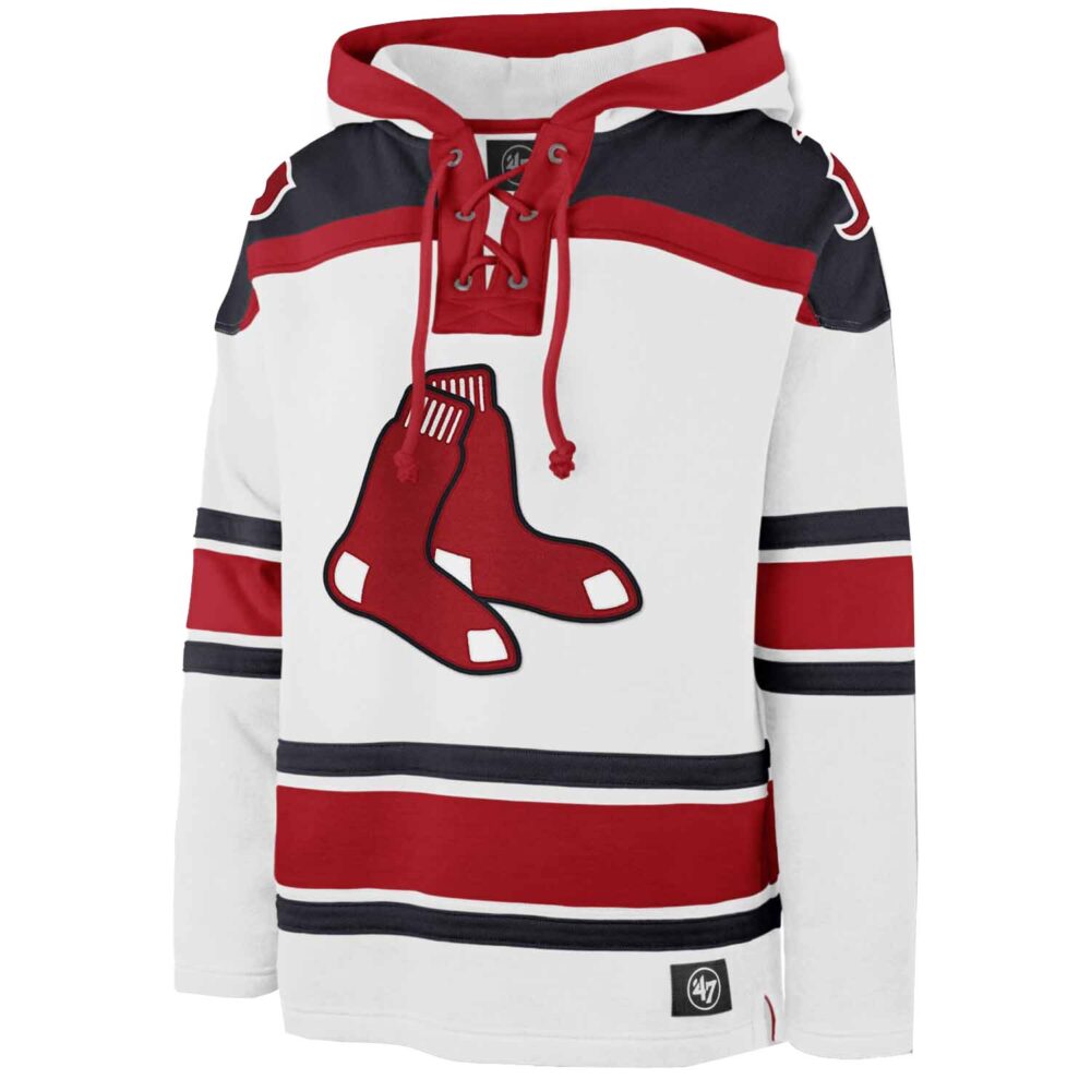 Men's Boston Red Sox '47 White  Lacer Pullover Hoodie