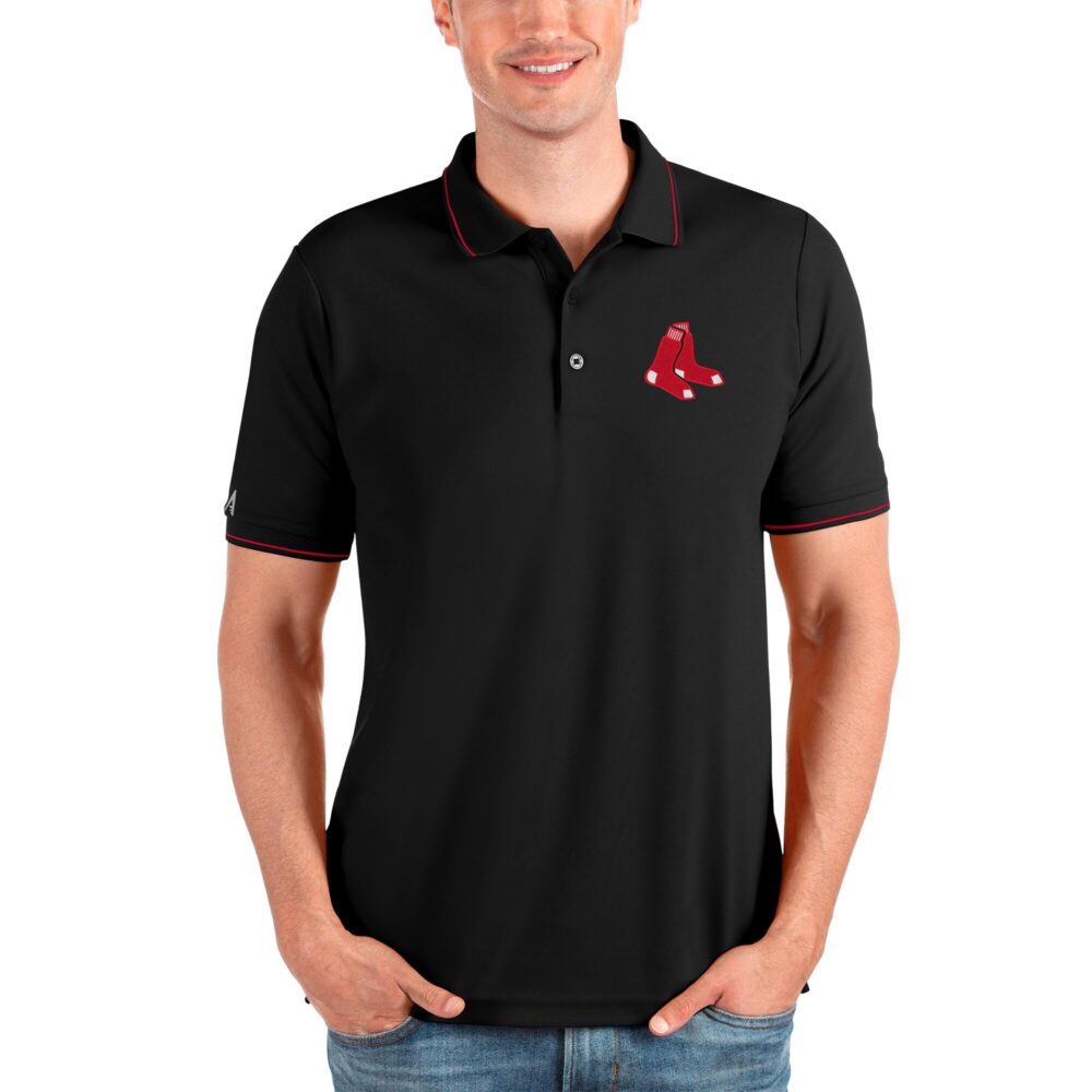 Men's Boston Red Sox Antigua Black Affluent Polo