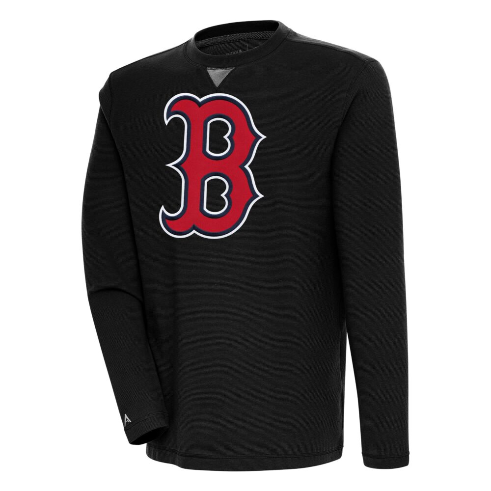 Men's Boston Red Sox  Antigua Black Flier Bunker Pullover Sweatshirt