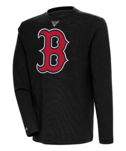 Men's Boston Red Sox  Antigua Black Flier Bunker Pullover Sweatshirt