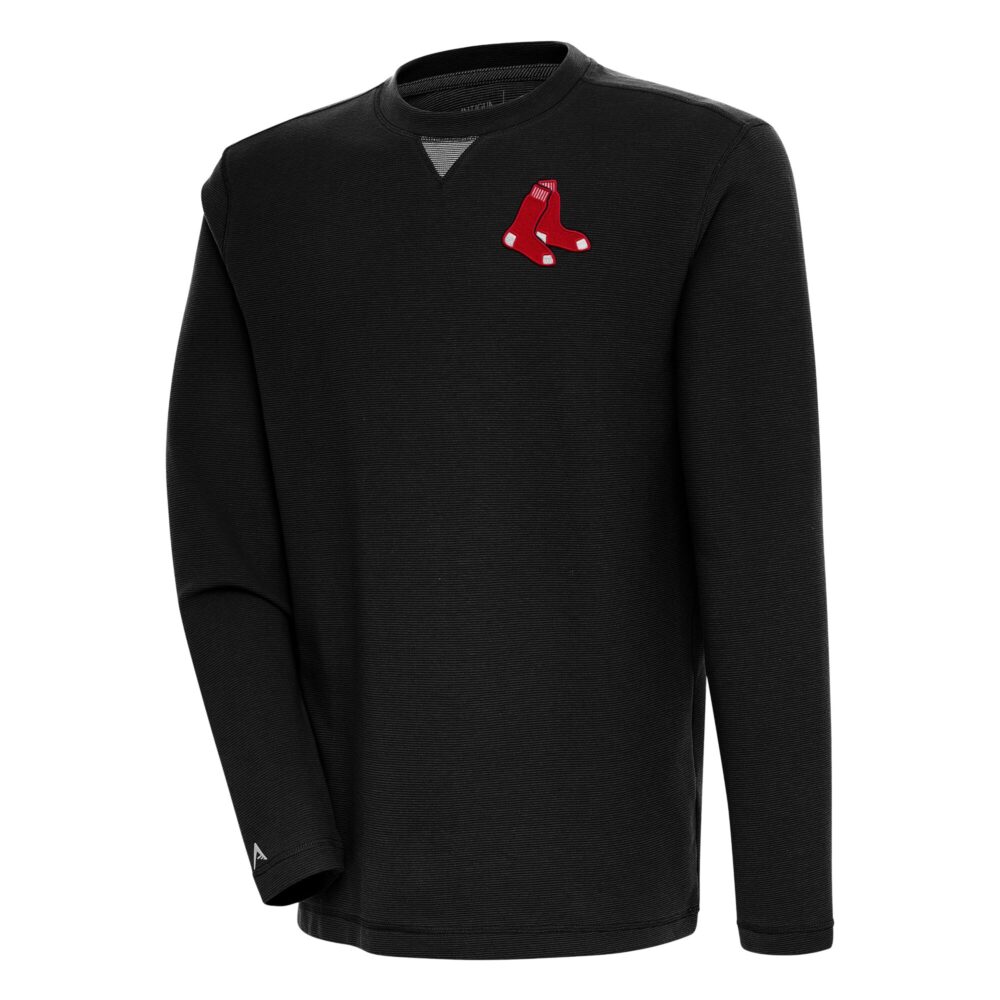 Men's Boston Red Sox  Antigua Black Flier Bunker Pullover Sweatshirt