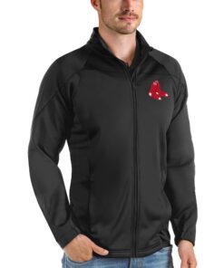 Men's Boston Red Sox Antigua Black Links Full-Zip Golf Jacket