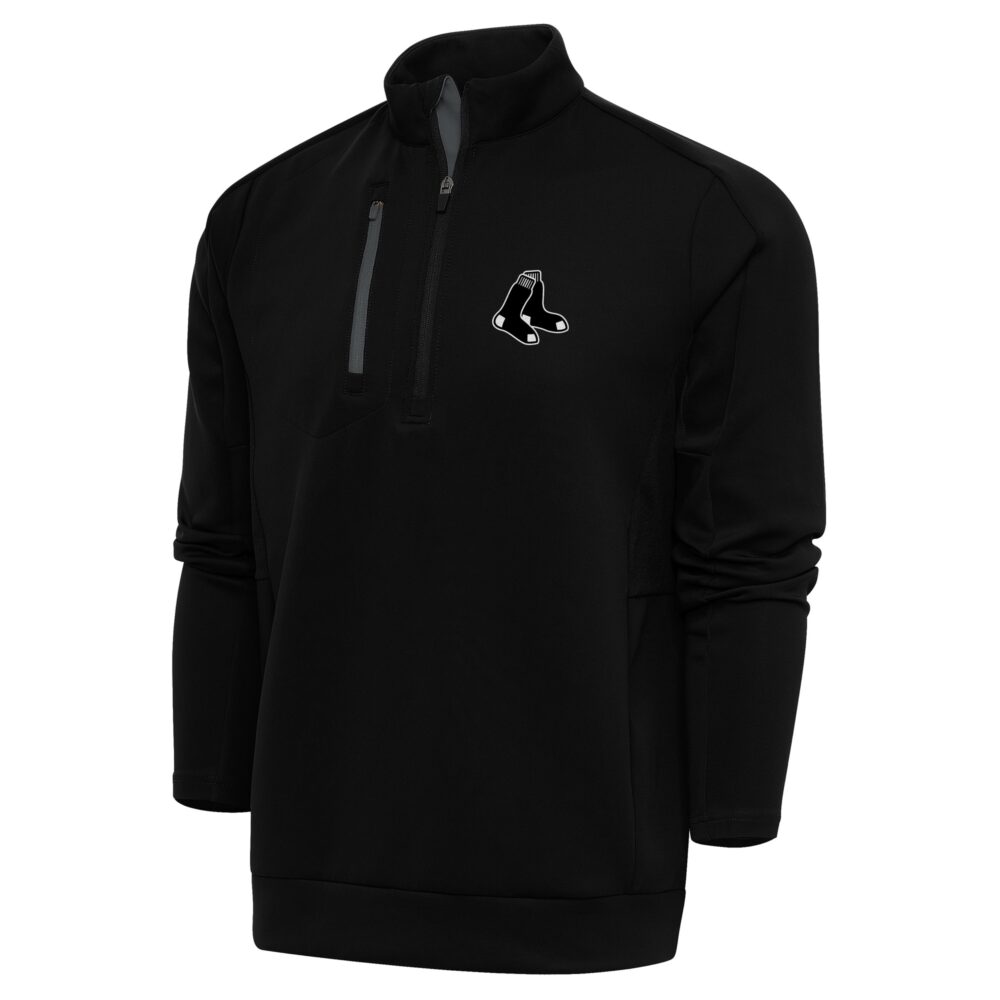 Men's Boston Red Sox Antigua Black Metallic Generation Quarter-Zip Pullover Top