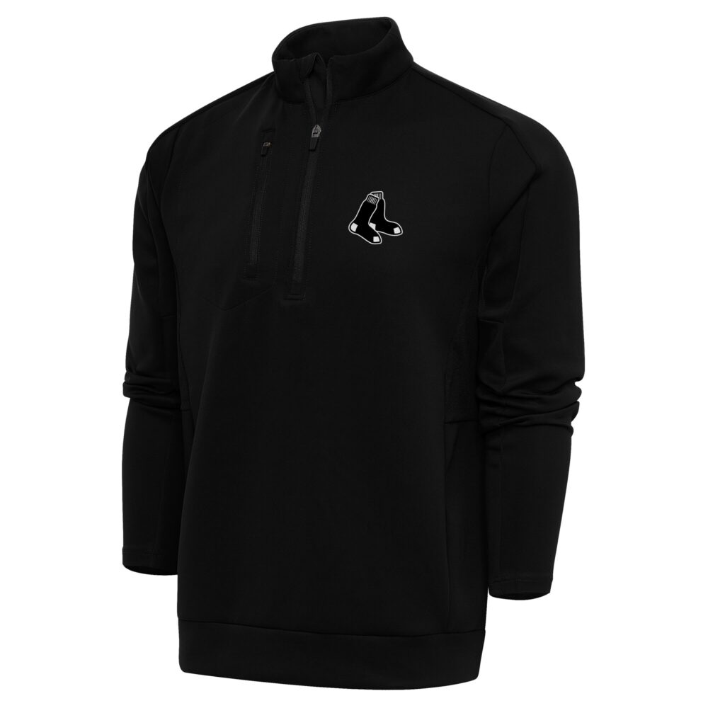 Men's Boston Red Sox Antigua Black Metallic Generation Quarter-Zip Pullover Top