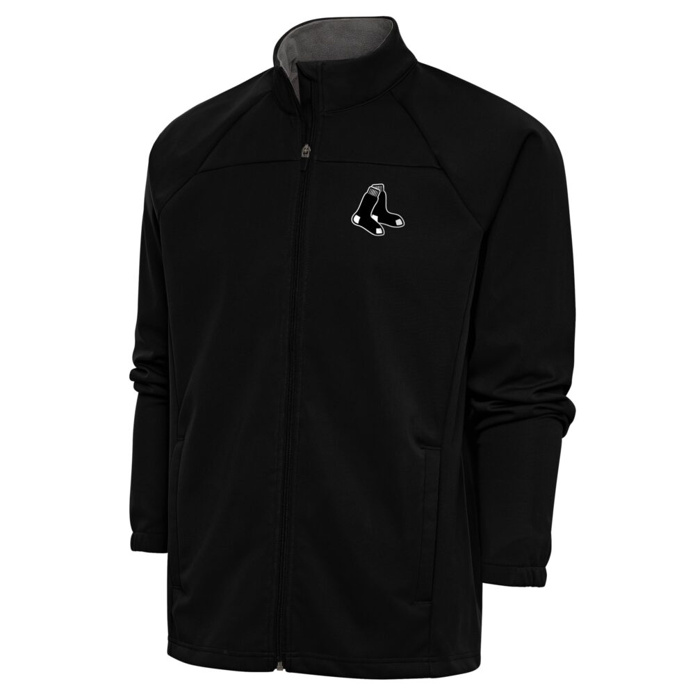 Men's Boston Red Sox Antigua Black Metallic Links Full-Zip Golf Jacket