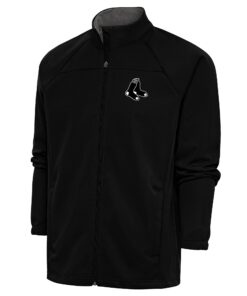 Men's Boston Red Sox Antigua Black Metallic Links Full-Zip Golf Jacket