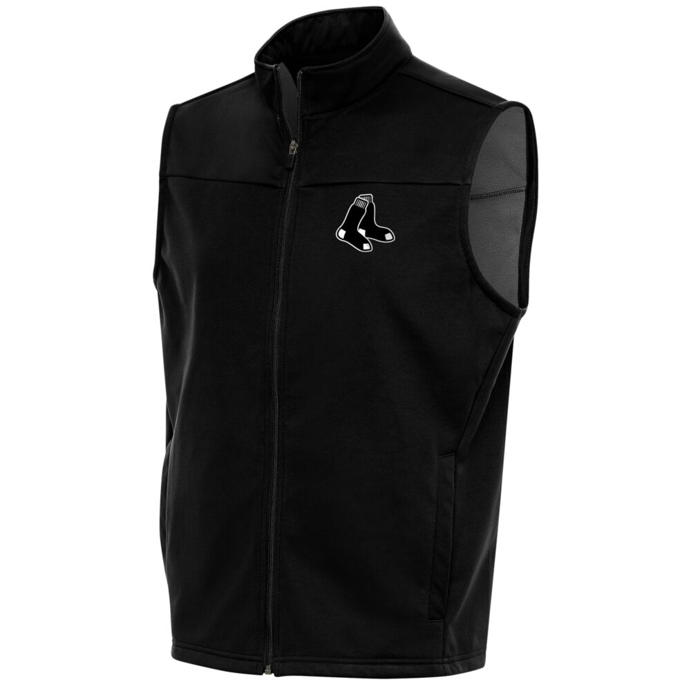 Men's Boston Red Sox Antigua Black Metallic Links Full-Zip Golf Vest