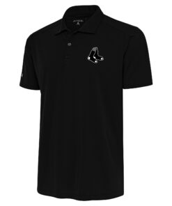 Men's Boston Red Sox Antigua Black Metallic Tribute Polo