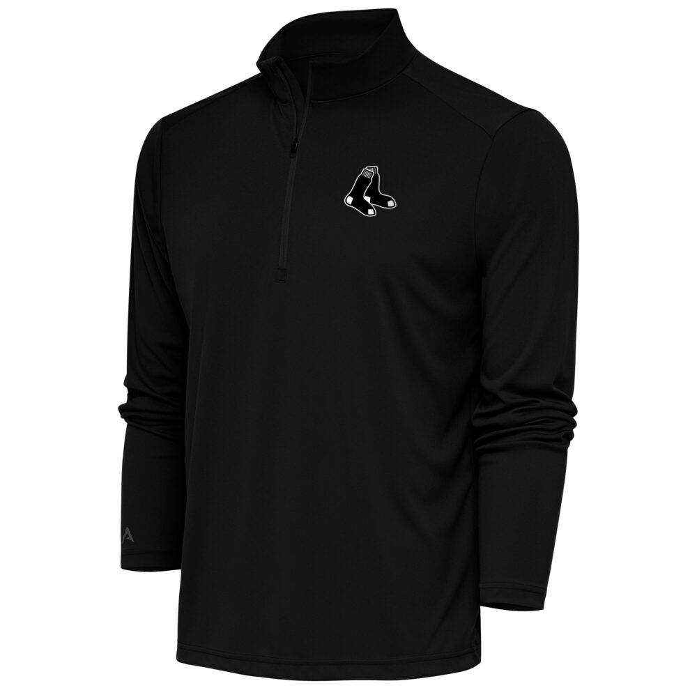 Men's Boston Red Sox Antigua Black Metallic Tribute Quarter-Zip Top