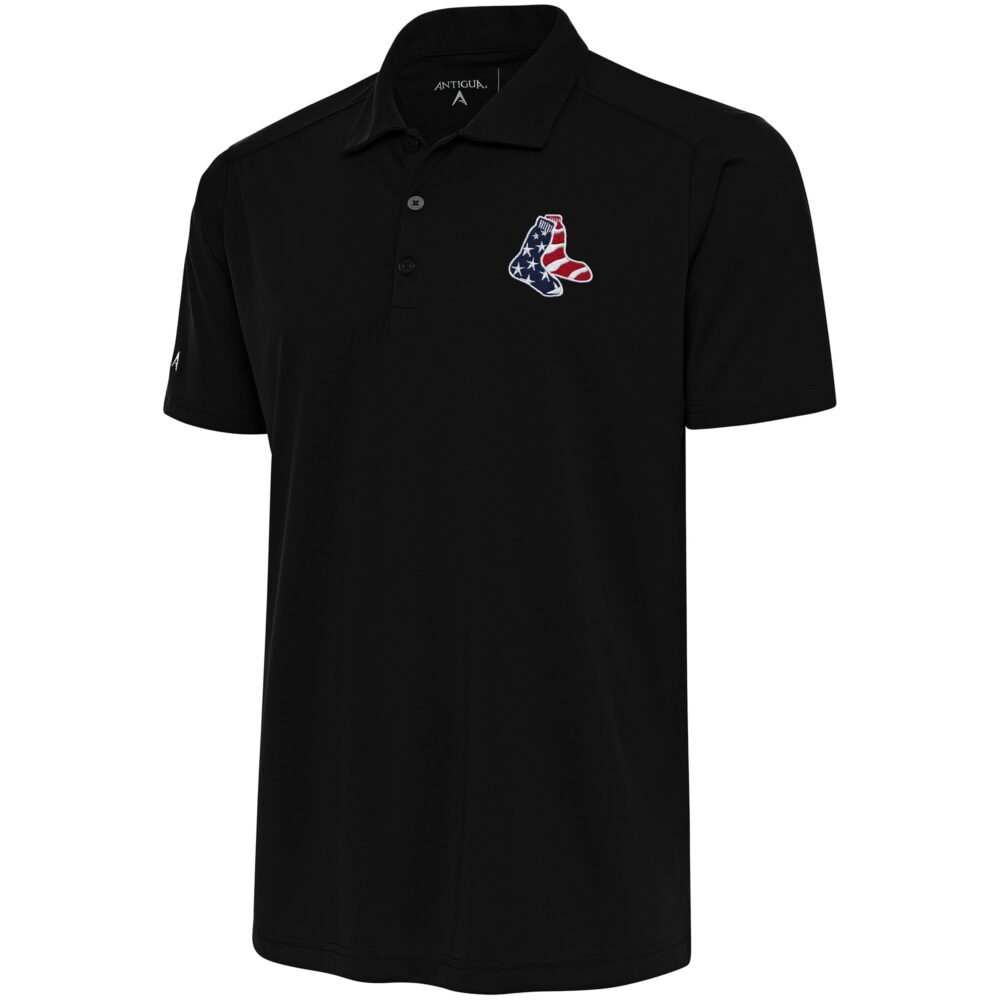 Men's Boston Red Sox  Antigua Black Patriotic Apex Polo