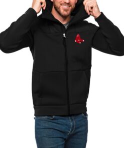 Men's Boston Red Sox Antigua Black Protect Full-Zip Hoodie