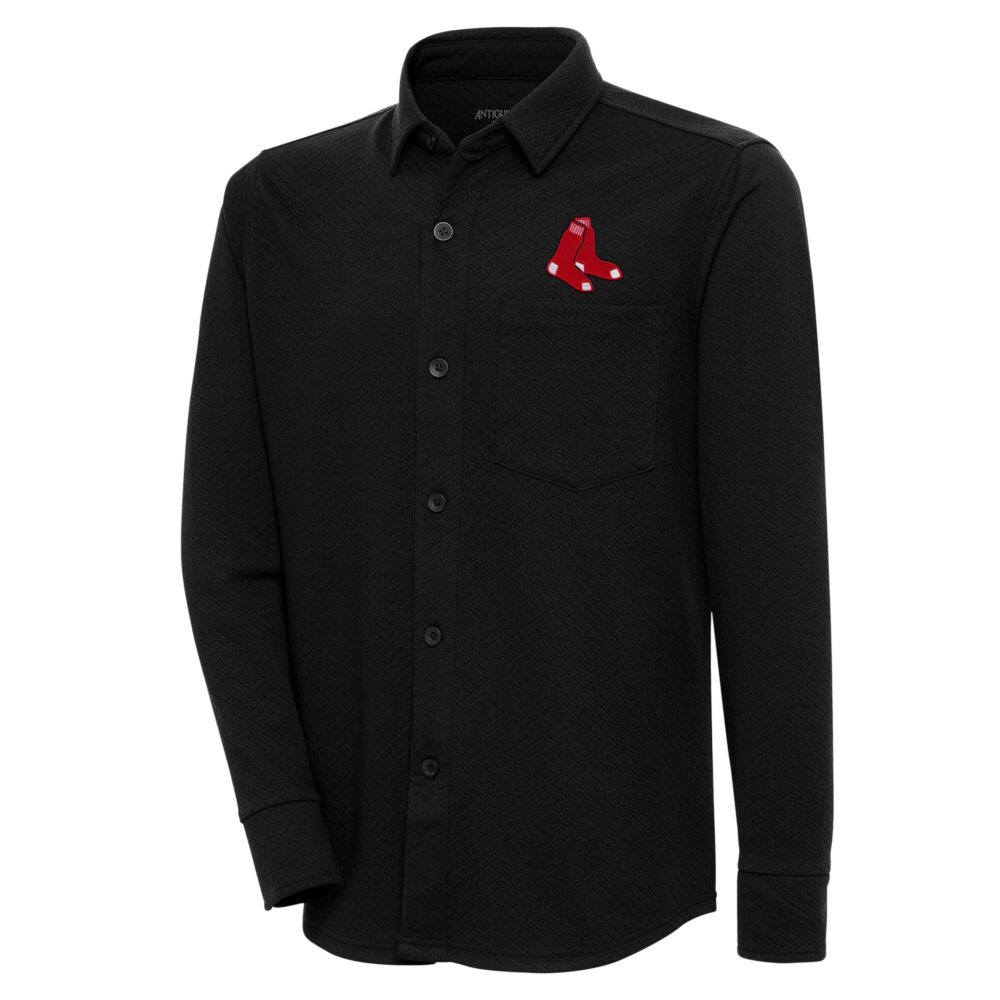 Men's Boston Red Sox  Antigua Black Steamer Button-Up Shacket