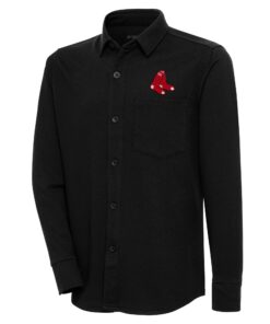 Men's Boston Red Sox  Antigua Black Steamer Button-Up Shacket