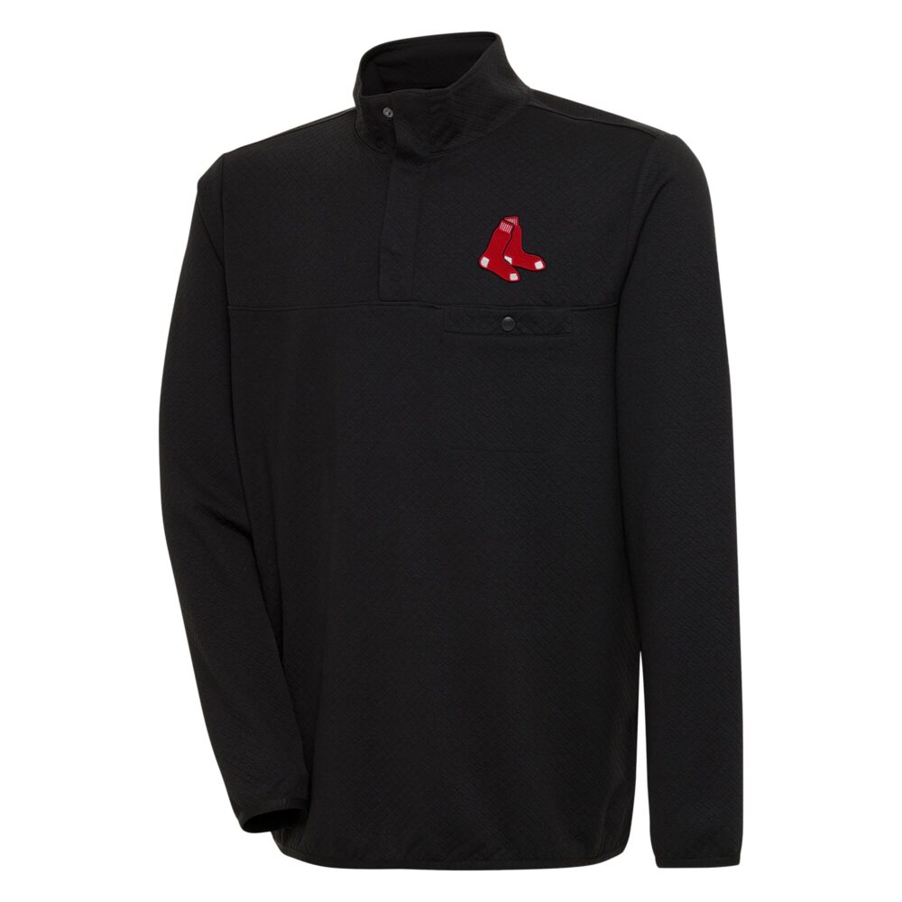 Men's Boston Red Sox  Antigua Black Steamer Quarter-Snap Pullover Jacket