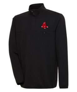Men's Boston Red Sox  Antigua Black Steamer Quarter-Snap Pullover Jacket