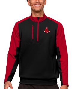 Men's Boston Red Sox Antigua Black Team Quarter-Zip Pullover Top
