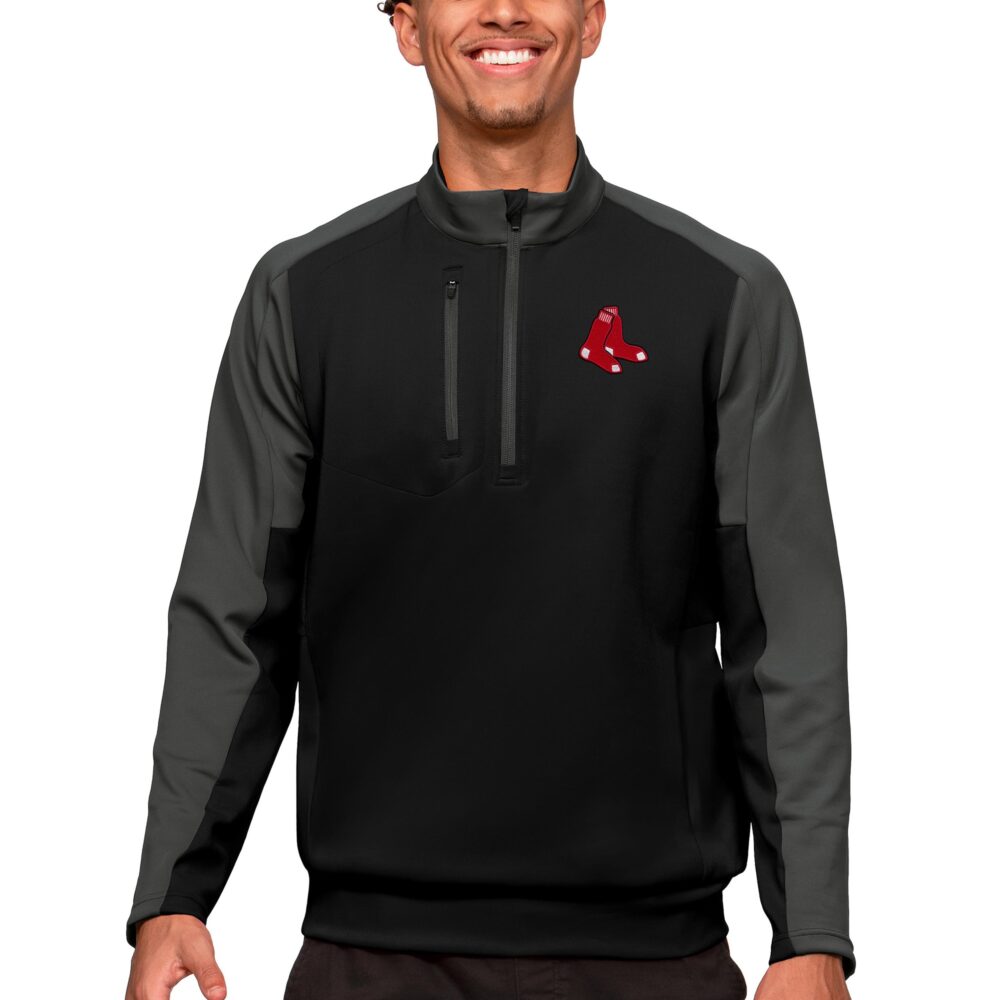 Men's Boston Red Sox Antigua Black Team Quarter-Zip Pullover Top