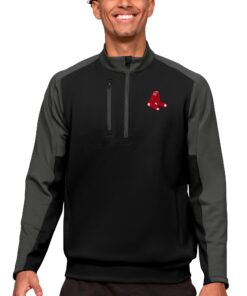 Men's Boston Red Sox Antigua Black Team Quarter-Zip Pullover Top