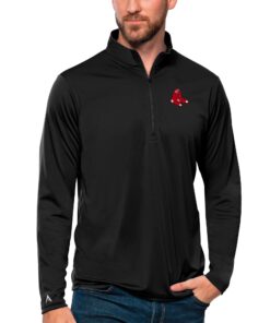 Men's Boston Red Sox Antigua Black Tribute Quarter-Zip Pullover Top