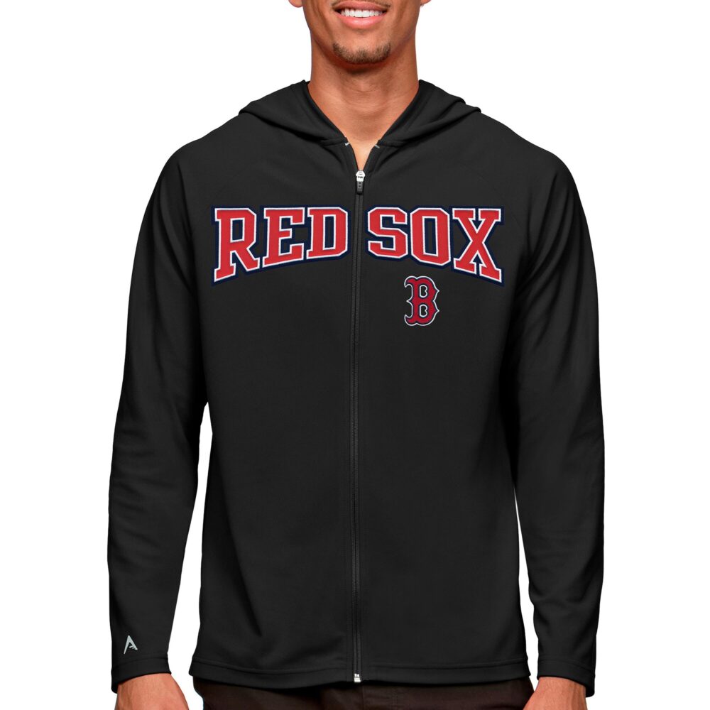 Men's Boston Red Sox Antigua Black Wordmark Legacy Full-Zip Hoodie