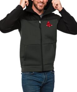 Men's Boston Red Sox Antigua Black/Charcoal Protect Full-Zip Hoodie