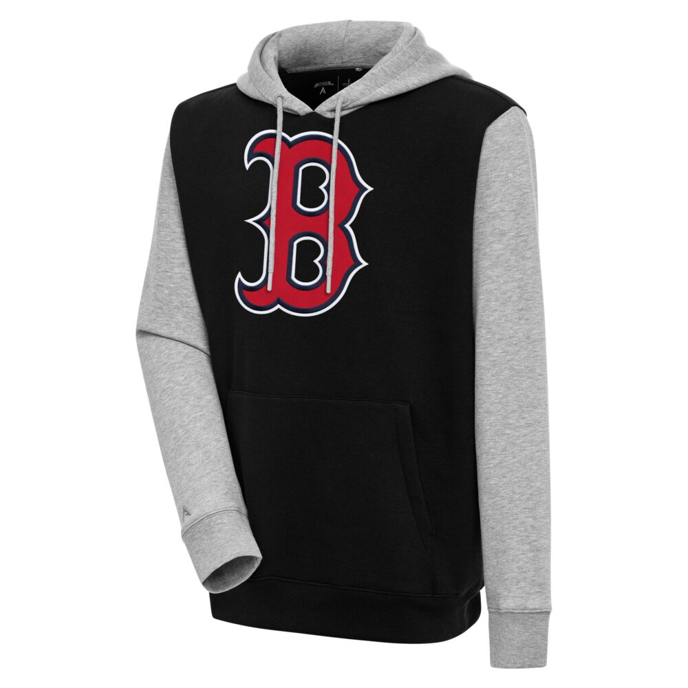 Men's Boston Red Sox  Antigua Black/Heather Gray Victory Pullover Hoodie