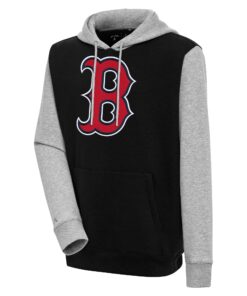 Men's Boston Red Sox  Antigua Black/Heather Gray Victory Pullover Hoodie